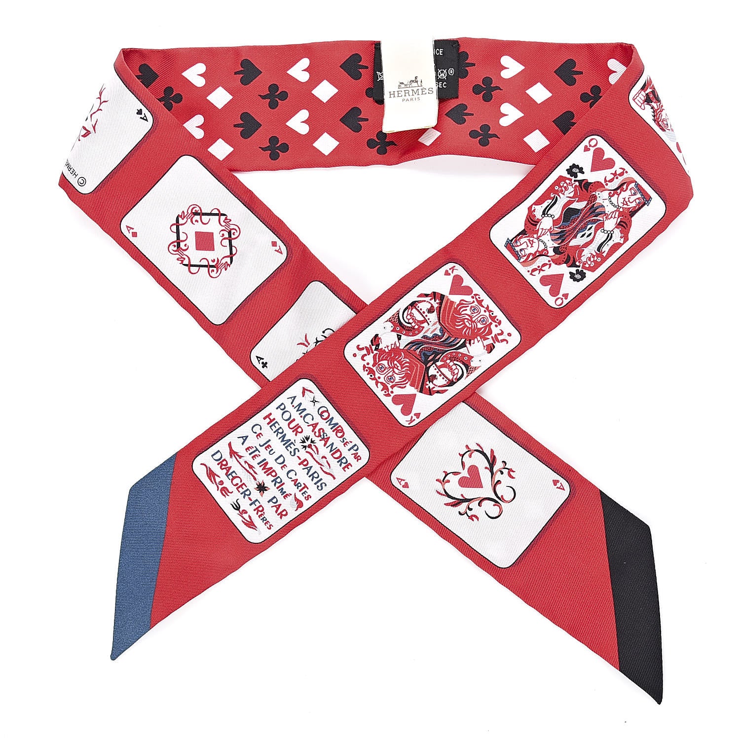 Hermes Silk Jeu de Cartes Twilly Rouge Black Ardoise 1 of 4
