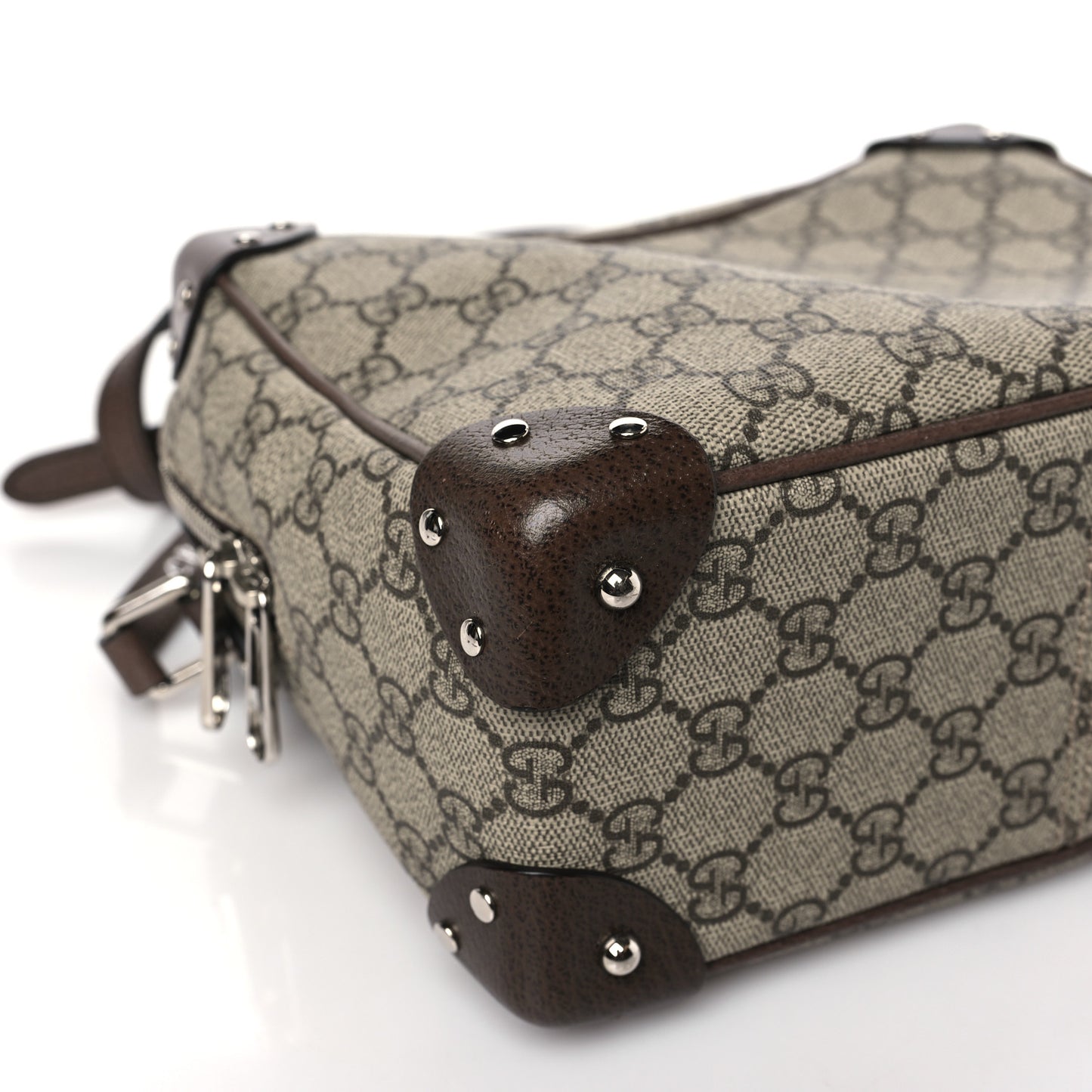 GG Supreme Monogram Textured Calfskin Square Messenger Bag Beige Ebony New Acero