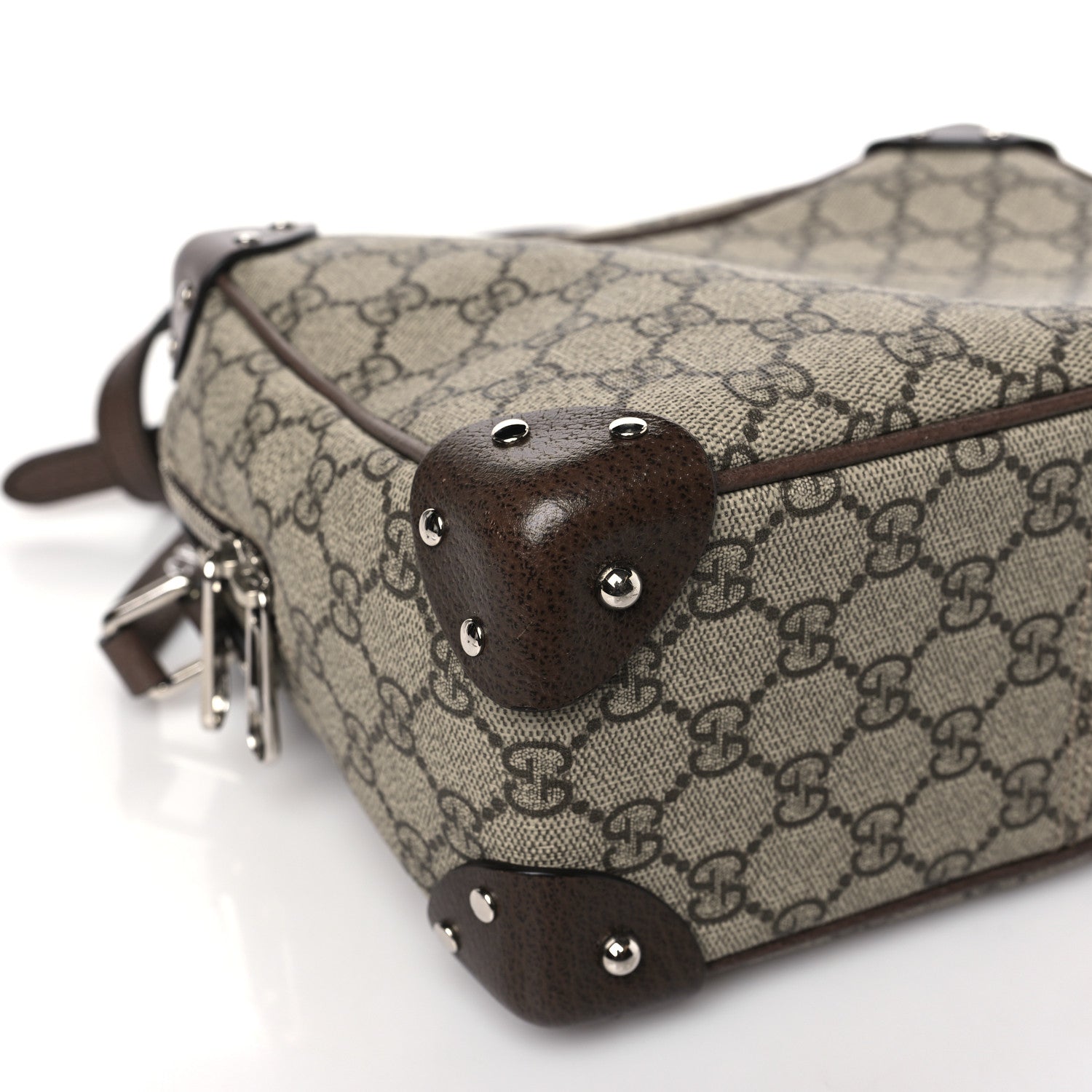 Gucci GG Supreme Monogram Textured Calfskin Square Messenger Bag Beige Ebony New Acero 8 of 10