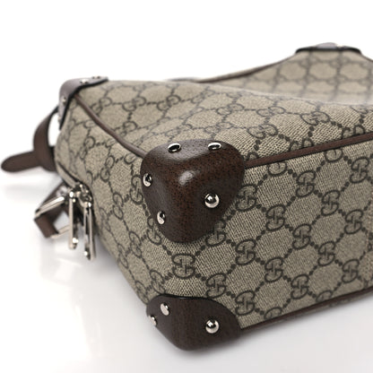 Gucci GG Supreme Monogram Textured Calfskin Square Messenger Bag Beige Ebony New Acero 8 of 10
