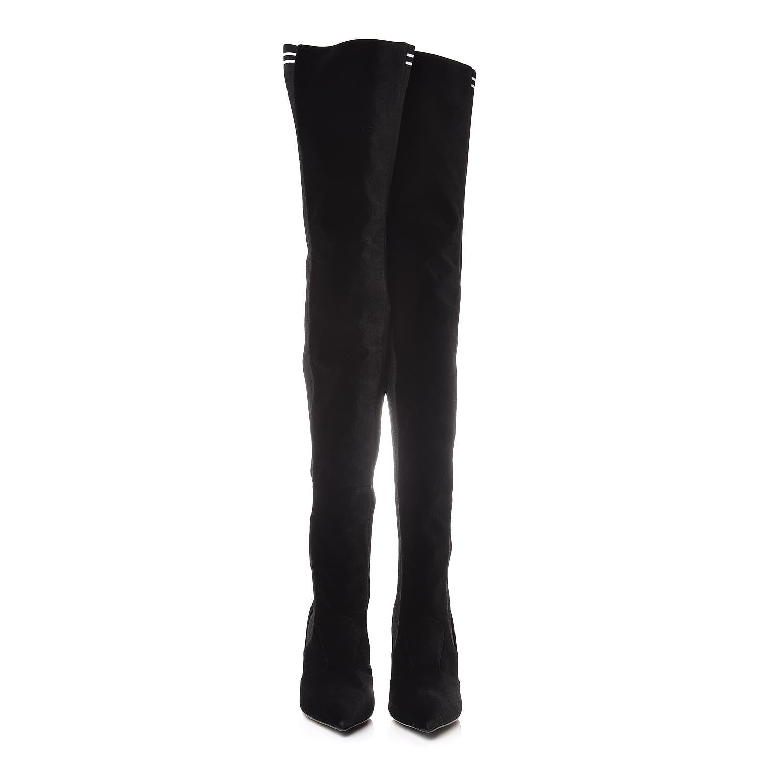Fendi Velvet Lurex Rockoko Thigh High 105mm Boots 37 Black 2 of 6