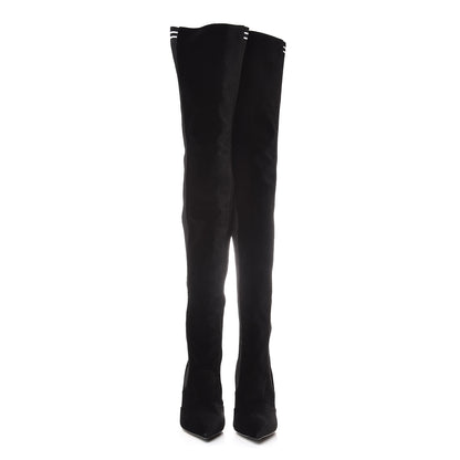 Fendi Velvet Lurex Rockoko Thigh High 105mm Boots 37 Black 2 of 6
