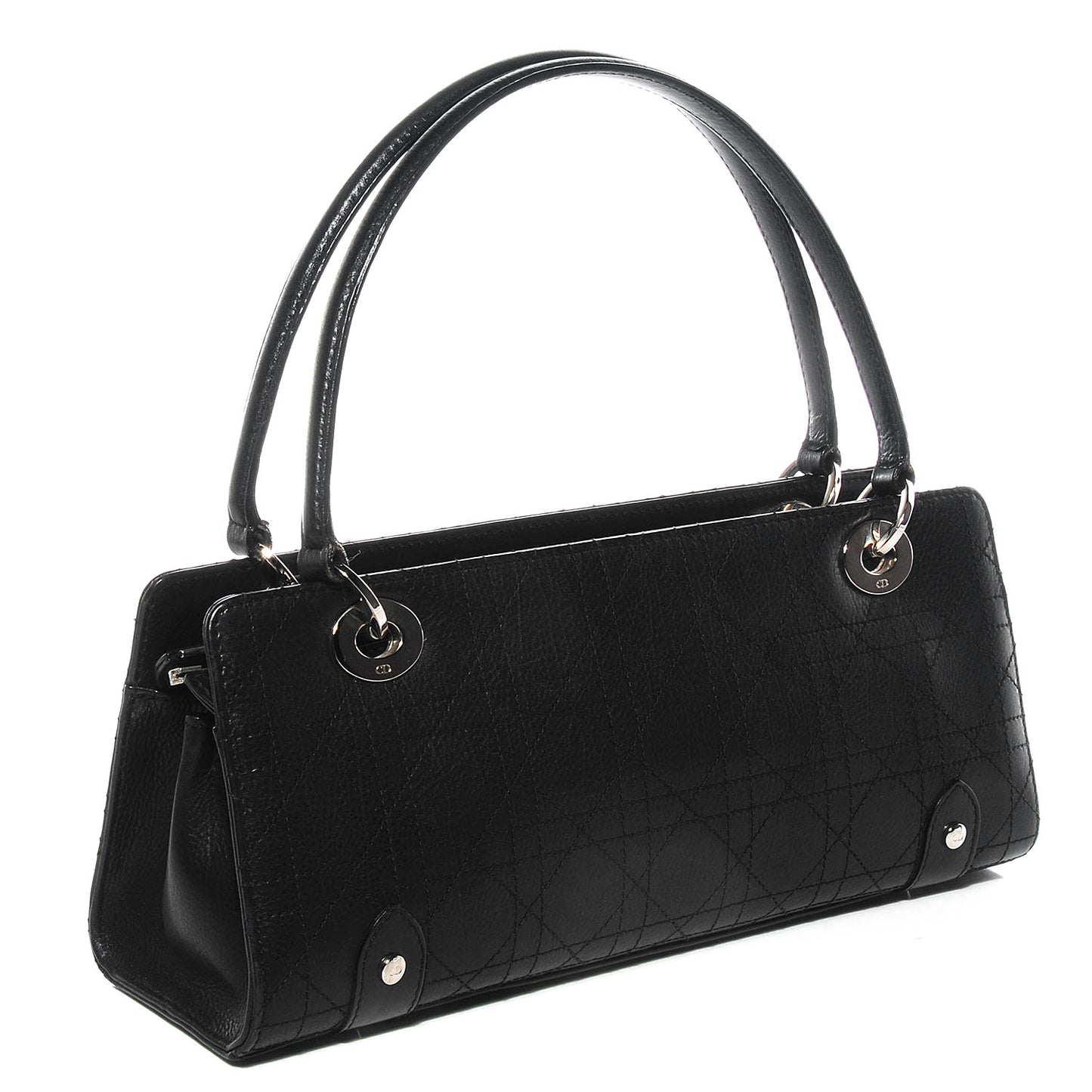 Calfskin Cannage Stitched Lady Dior East West Black