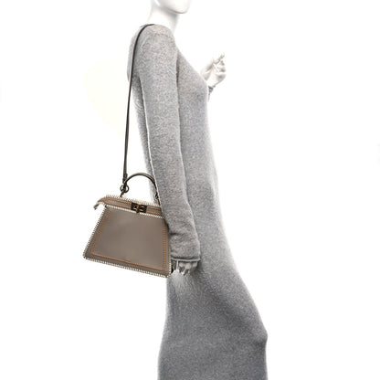 Fendi Vitello Grace Shiny Nappa Helix Woven Small Peekaboo I SEE U Satchel Tortora Miele Scuro White Rice 2 of 9