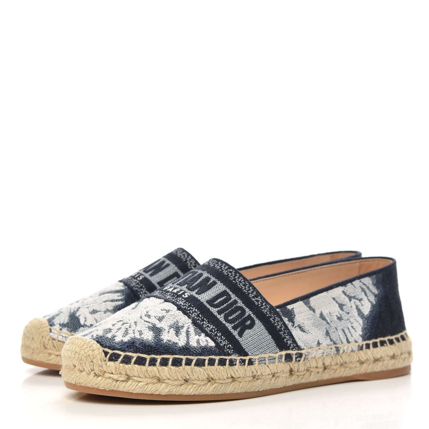 Christian Dior Canvas Tie and Dior Embroidered Granville 15mm Espadrilles 38.5 Denim 3 of 9