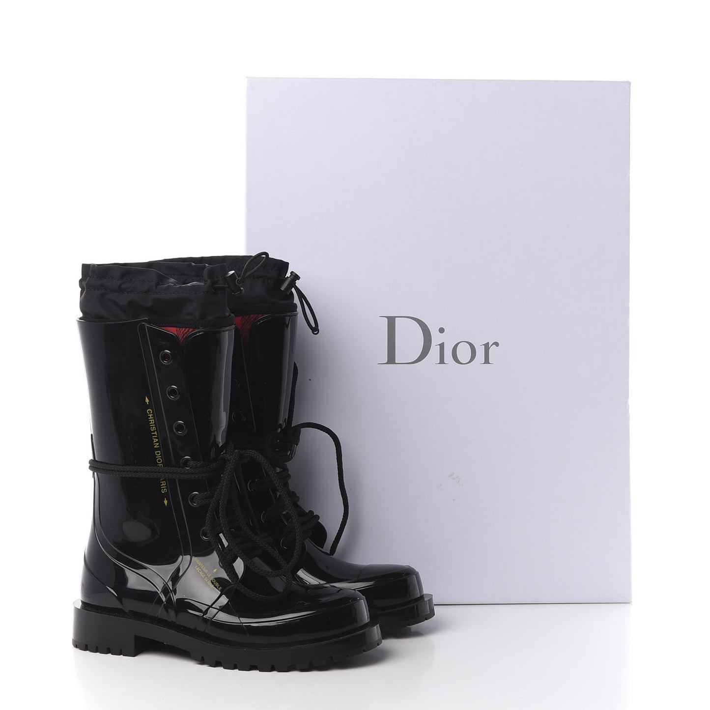 Shiny Rubber Diorcamp Low Boots 37 Black