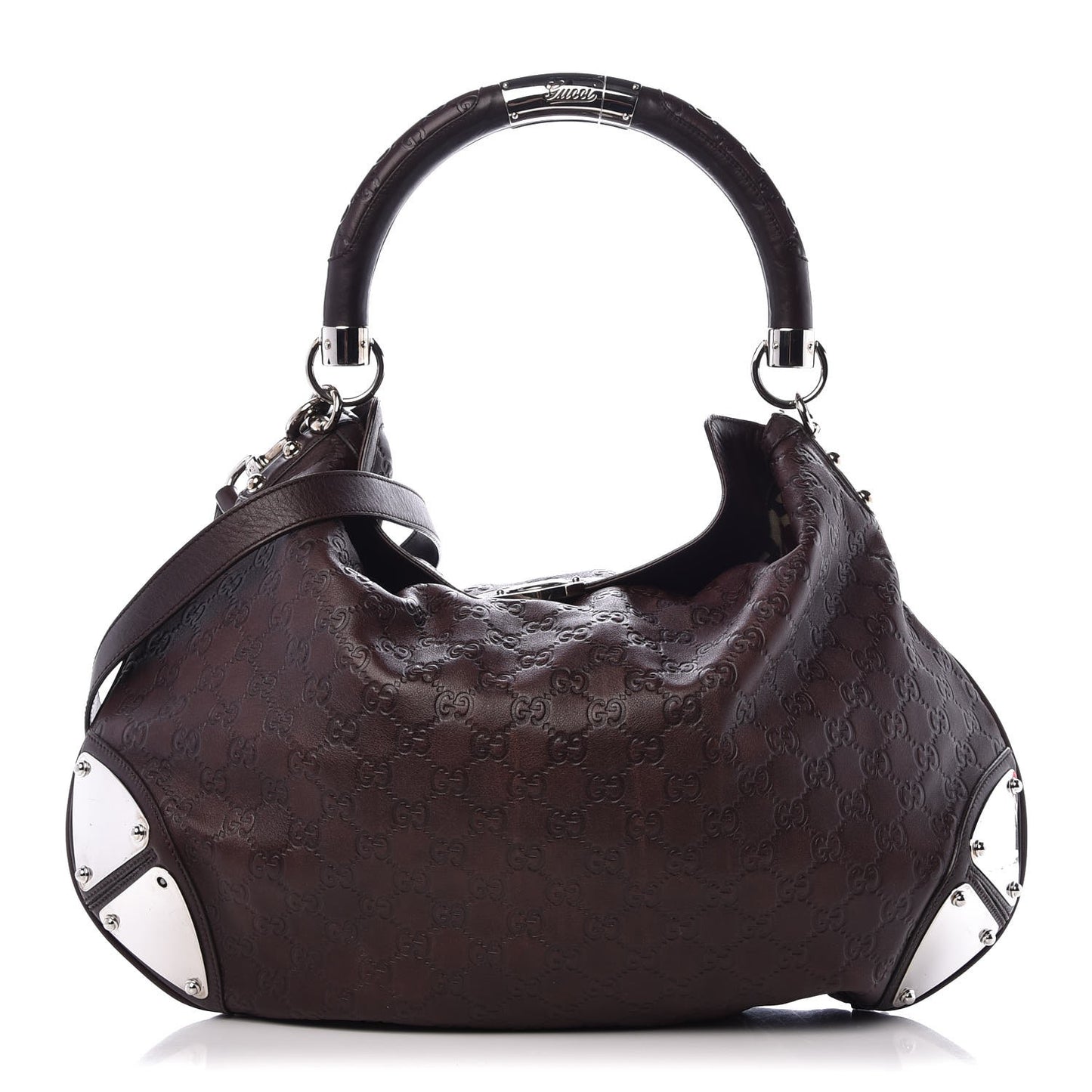 Guccissima Large Indy Top Handle Hobo Dark Brown