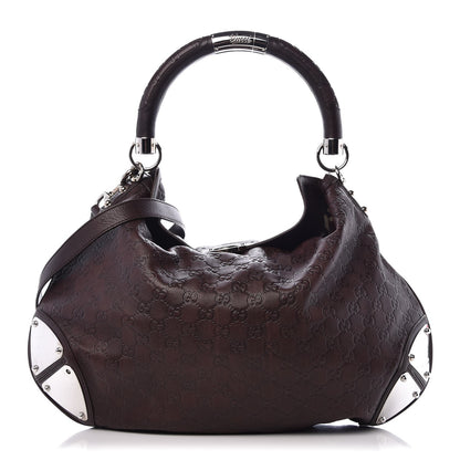 Gucci Guccissima Large Indy Top Handle Hobo Dark Brown 1 of 7