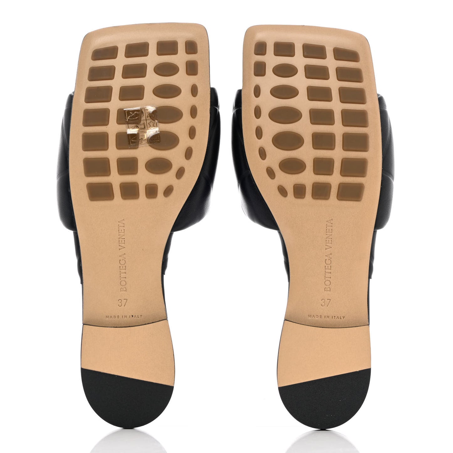 Nappa Quilted Rubber Lido Flat Sandals 37 Black