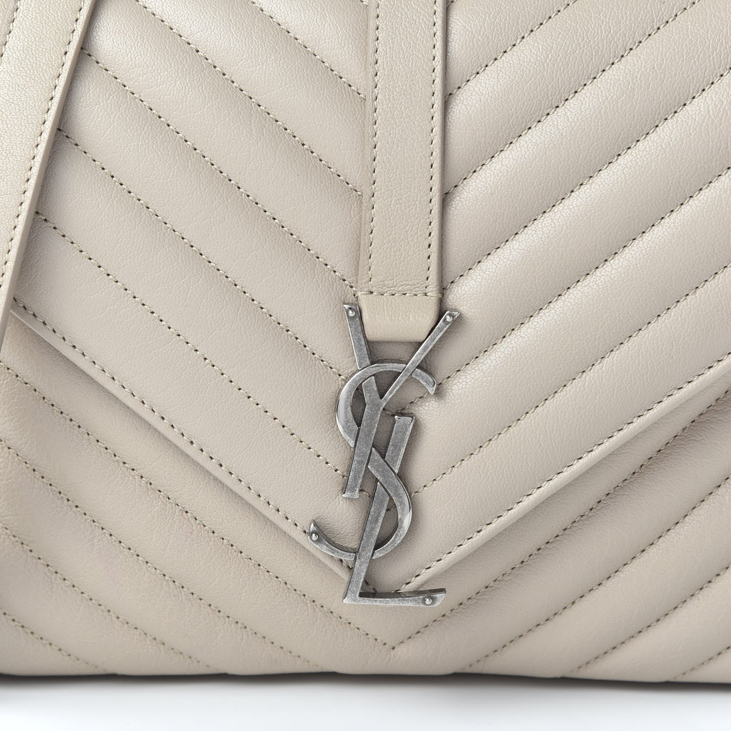 Saint Laurent Sheepskin Matelasse Chevron Monogram Medium College Bag Rose Antic 10 of 10
