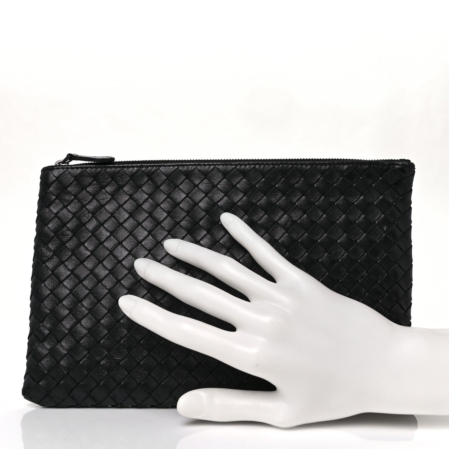 Nappa Intrecciato Medium Zip Pouch Black