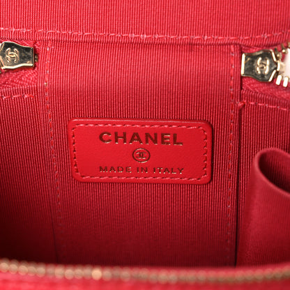 Chanel Caviar Quilted Mini Vanity Case With Chain Red 6 of 10