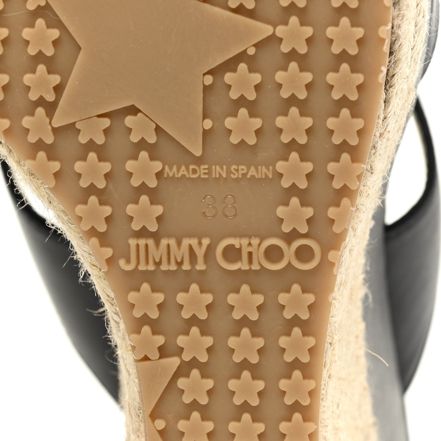 Jimmy Choo Calfskin Pledge T-Strap Espardille Wedge Sandals 38 Black 8 of 19