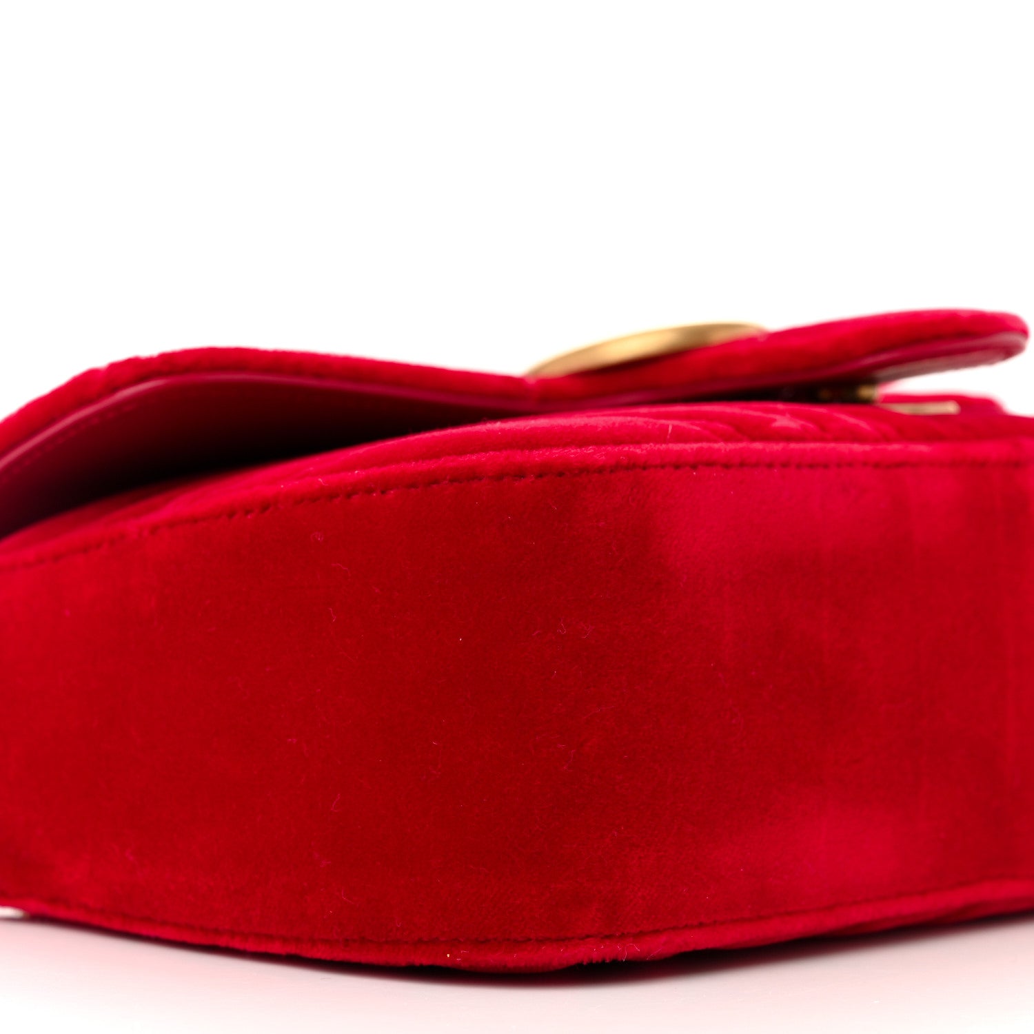 Gucci Velvet Matelasse Mini GG Marmont Shoulder Bag Hibiscus Red 10 of 12