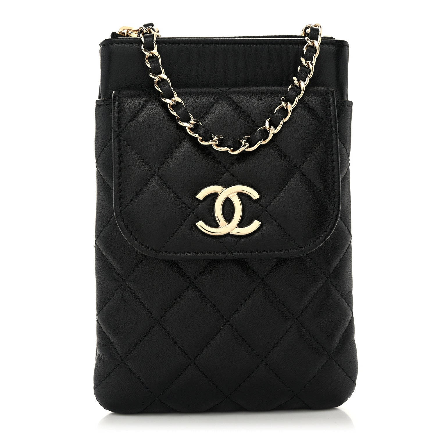 Chanel Lambskin Quilted CC Phone Holder Black 1 of 12