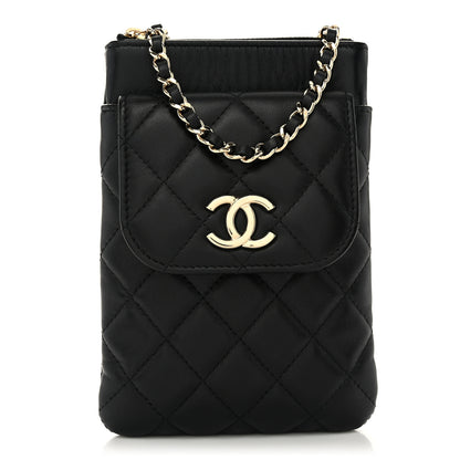 Chanel Lambskin Quilted CC Phone Holder Black 1 of 12