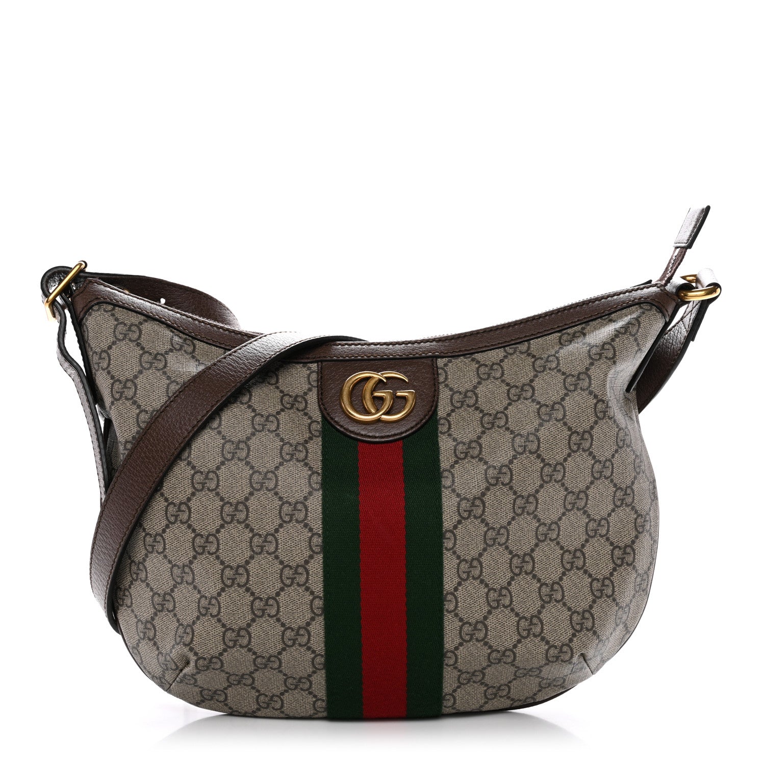 Gucci GG Supreme Monogram Web Small Ophidia Half Moon Hobo Brown 1 of 12