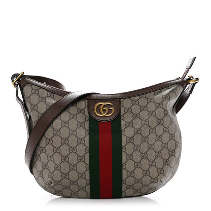 Gucci GG Supreme Monogram Web Small Ophidia Half Moon Hobo Brown 1 of 12