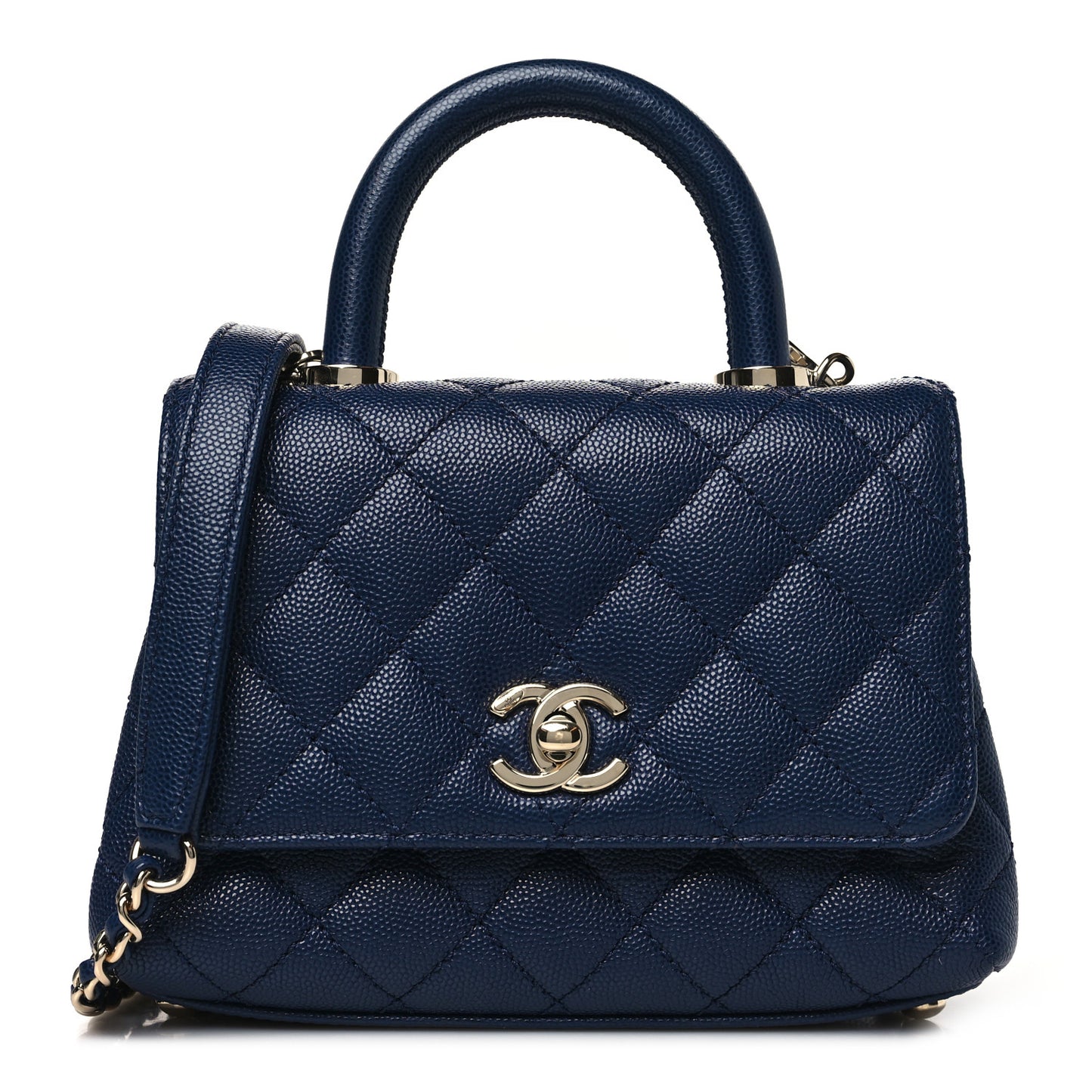 Caviar Quilted Extra Mini Coco Handle Flap Navy