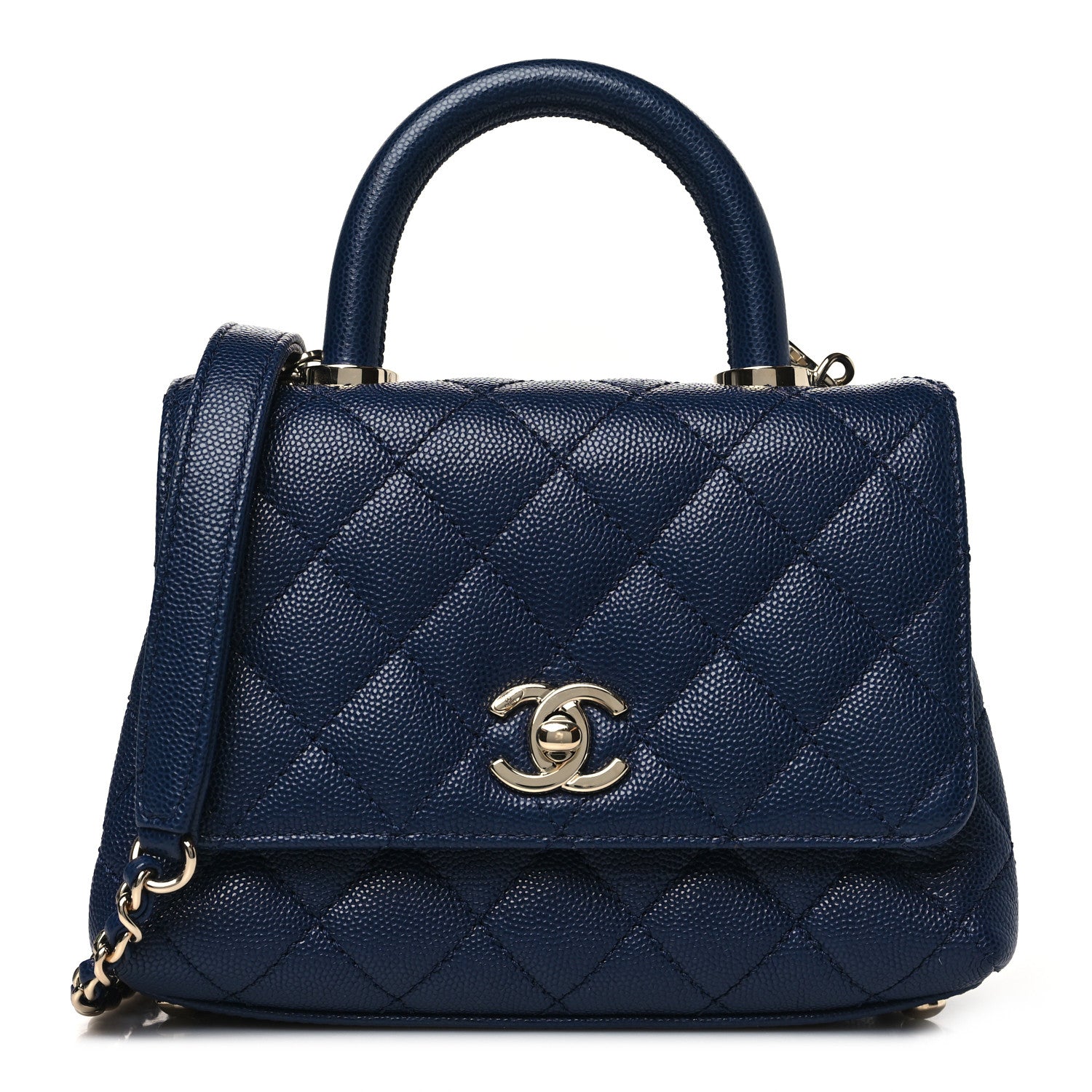 Chanel Caviar Quilted Extra Mini Coco Handle Flap Navy 1 of 11