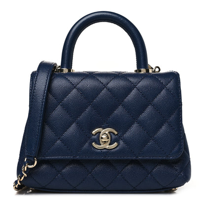 Chanel Caviar Quilted Extra Mini Coco Handle Flap Navy 1 of 11