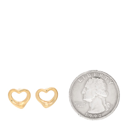 Tiffany 18K Yellow Gold 11mm Elsa Peretti Open Heart Earrings 2 of 5
