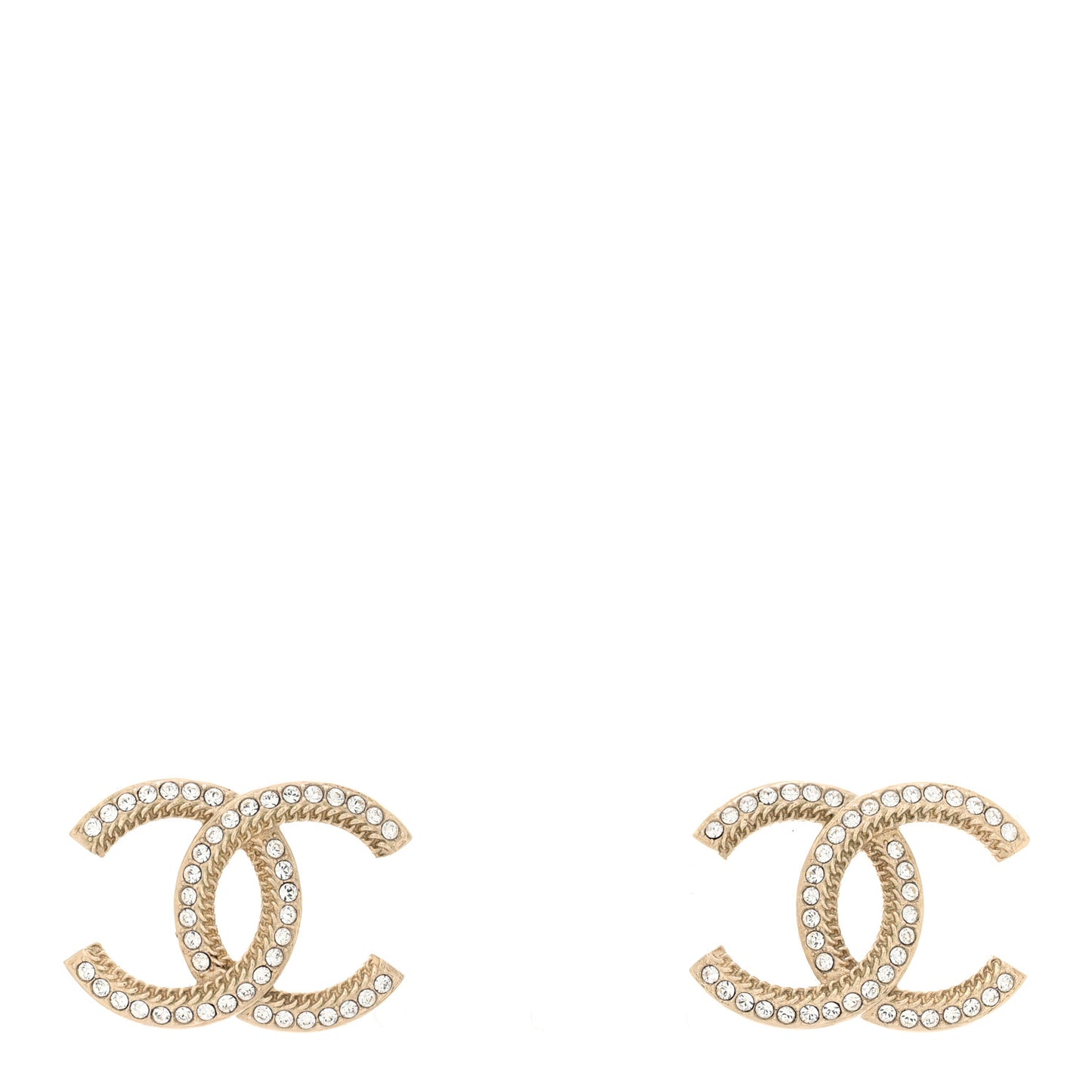 Crystal Large CC Earrings Gold