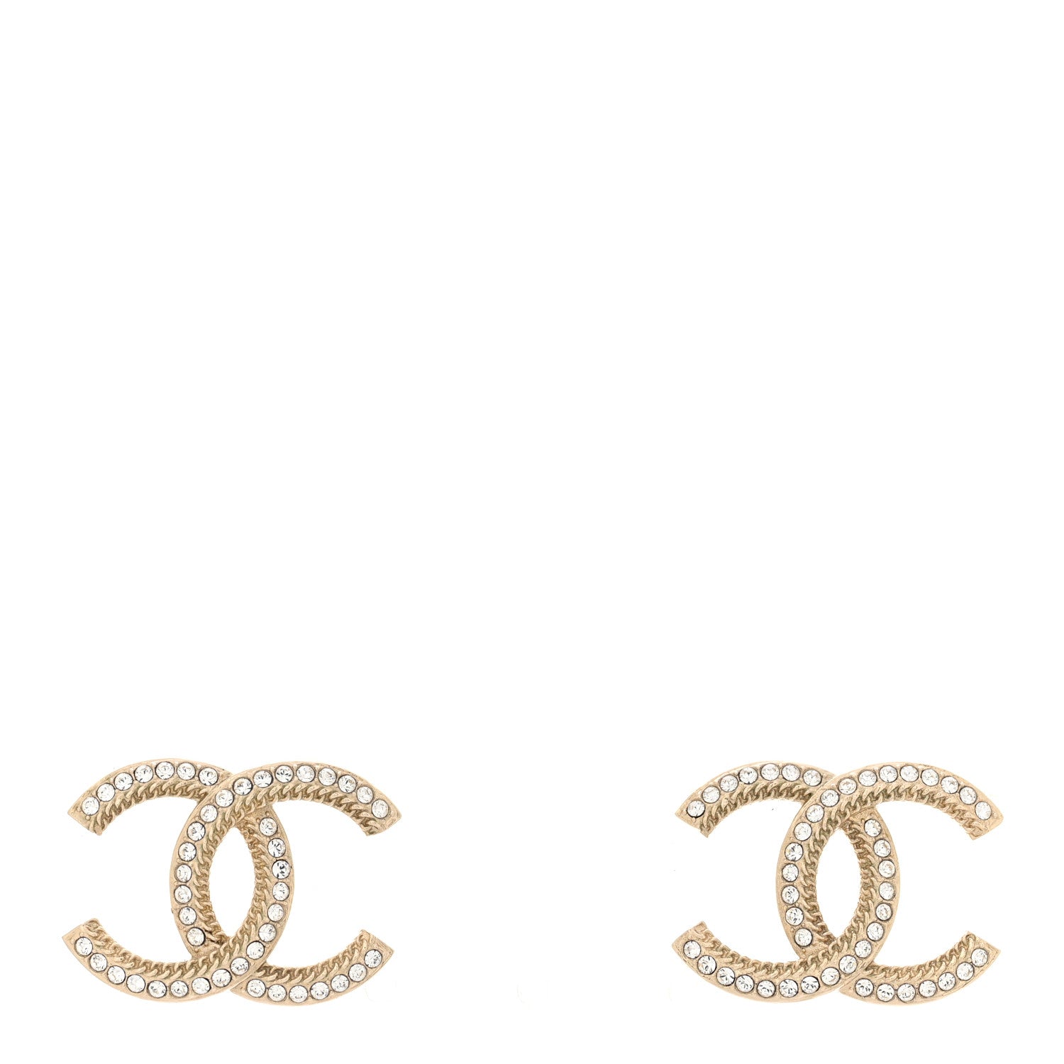Chanel Crystal Large CC Earrings Gold 1 of 5
