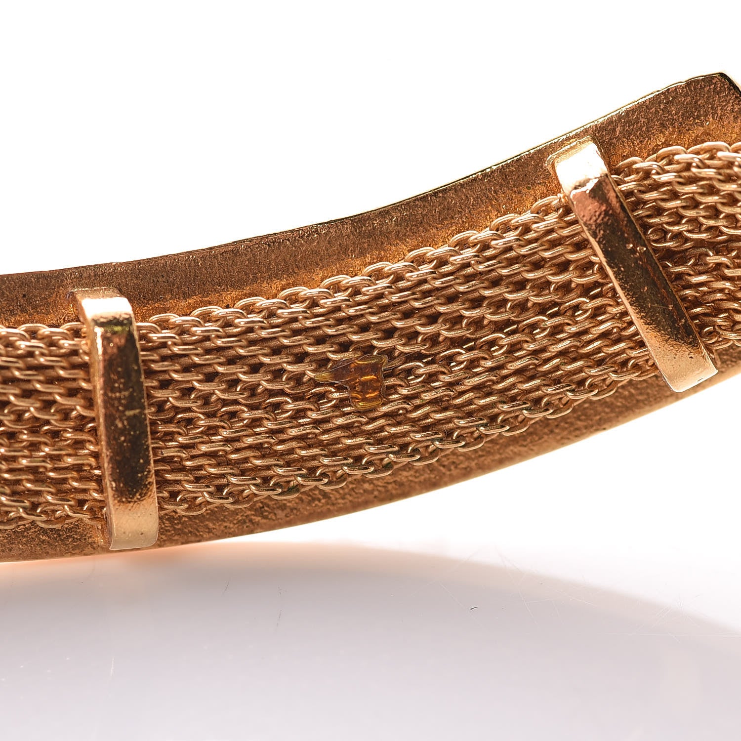 Chanel Metal Mesh Logo Choker Necklace Gold 4 of 5