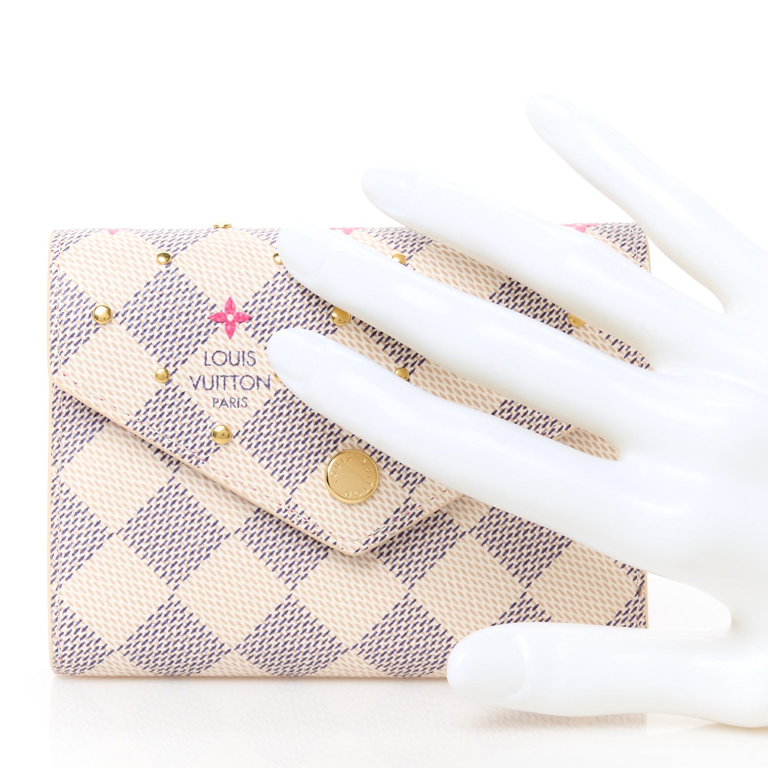 Louis Vuitton Damier Azur Studded Victorine Wallet 2 of 9