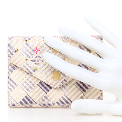 Louis Vuitton Damier Azur Studded Victorine Wallet 2 of 9