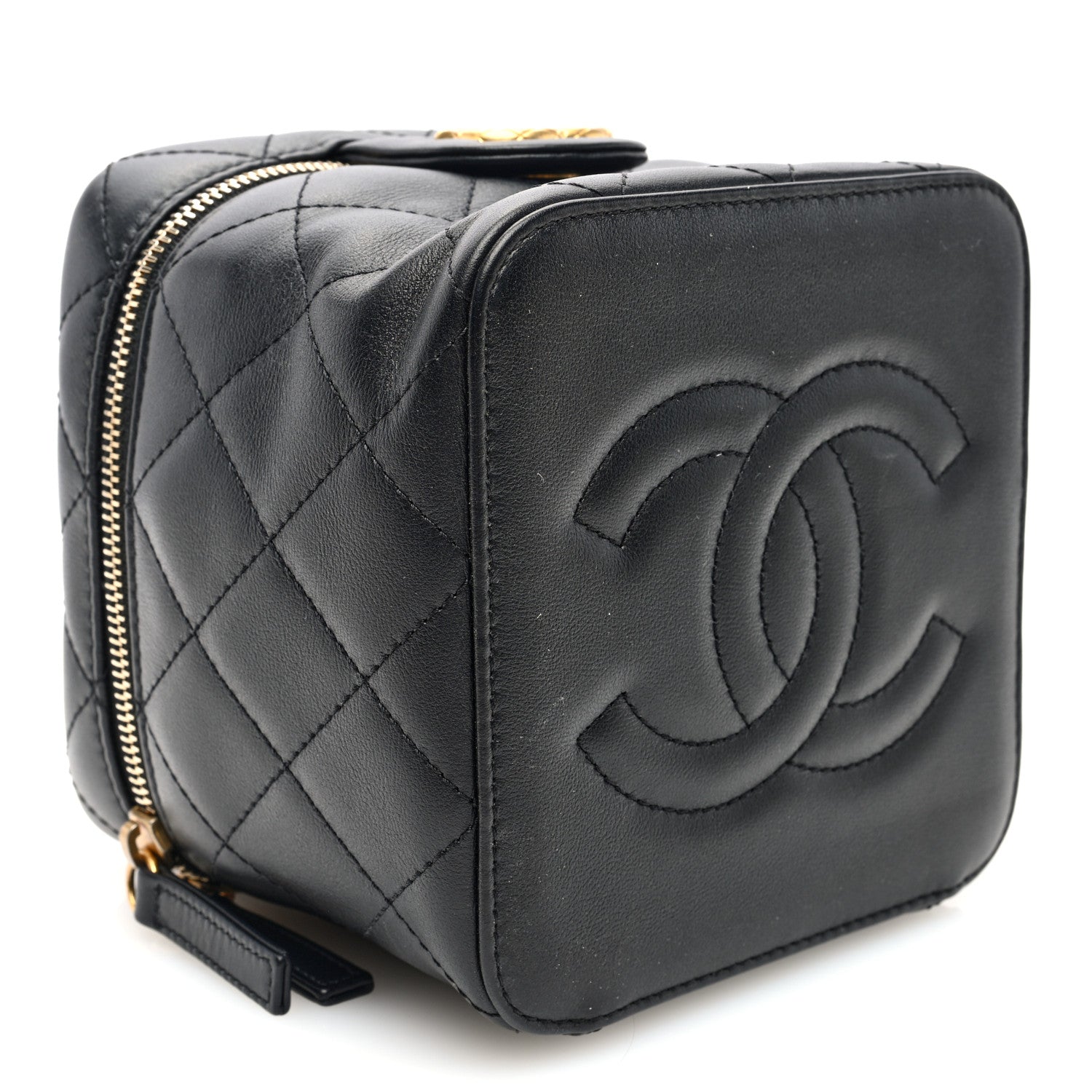 Chanel Calfskin Quilted Small Vanity Case With Chain Black 5 of 10