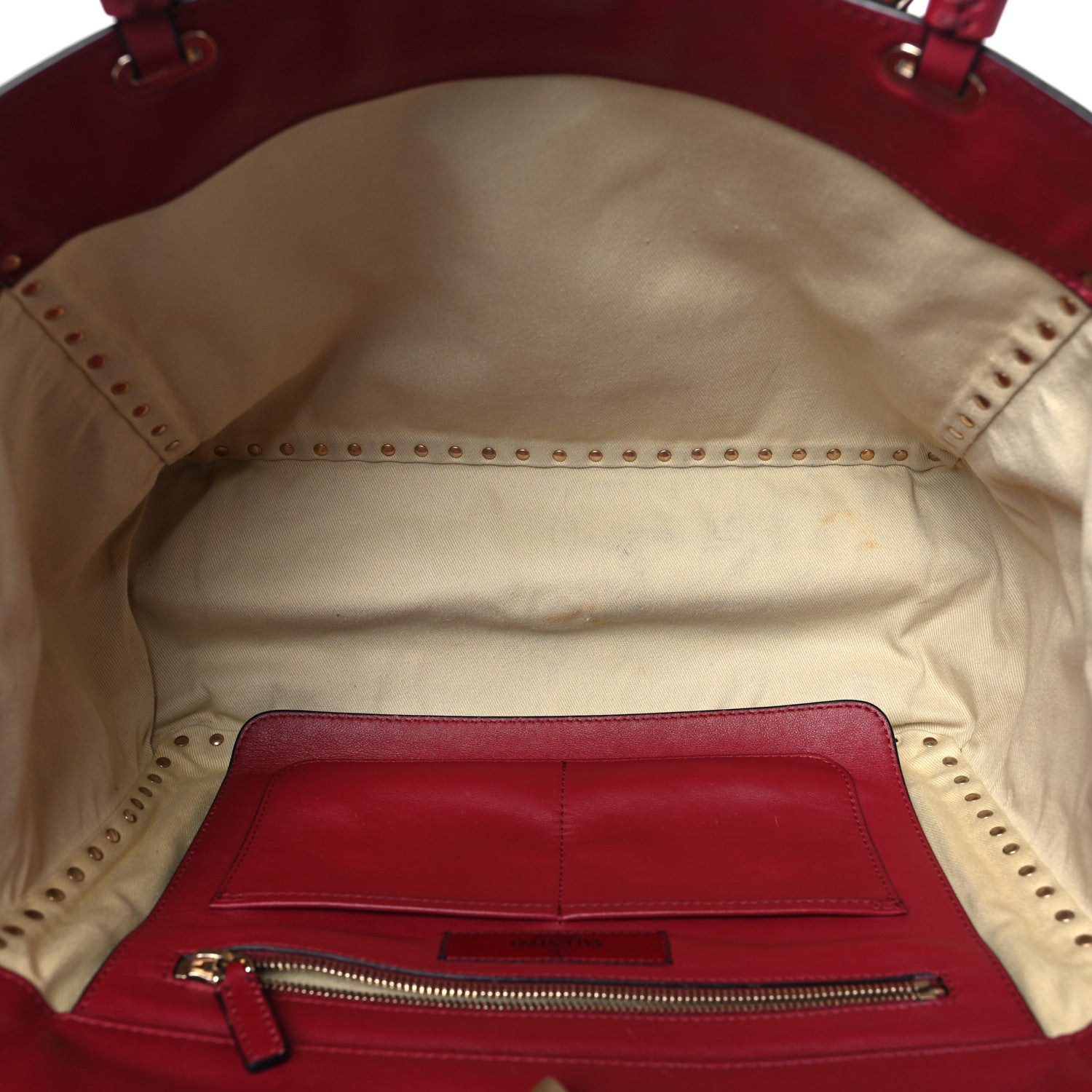 Valentino Garavani Vitello Medium Rockstud Tote Rosso Valentino 5 of 8