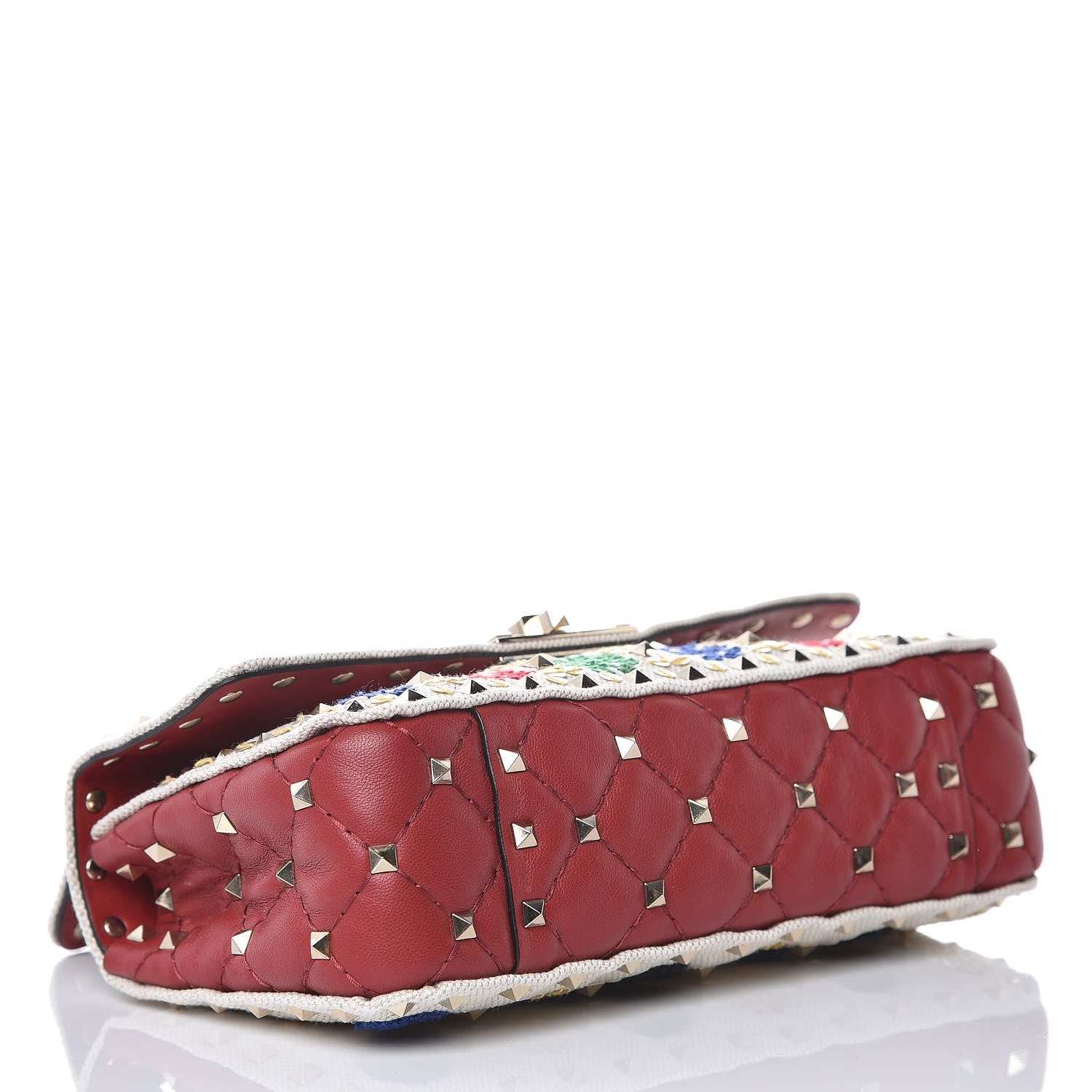 Valentino Garavani Canvas Sequin Embroidered Small Rockstud Spike Shoulder Bag Multicolor 4 of 7