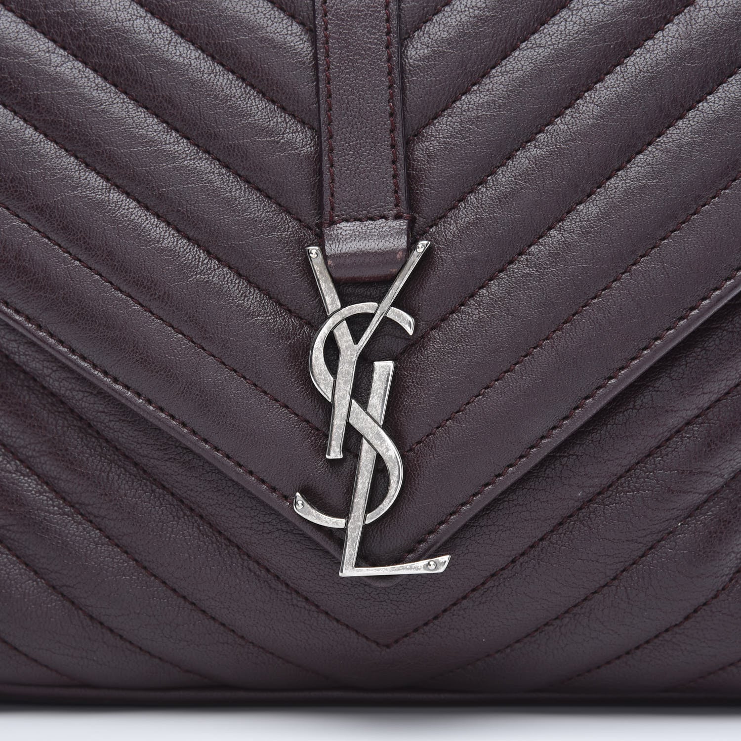 Saint Laurent Sheepskin Matelasse Chevron Monogram Medium College Bag Amaranto 12 of 12