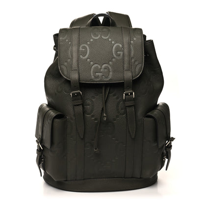 Gucci Piuma Calfskin Jumbo GG Embossed Double Buckle Backpack Vintage Olive 1 of 10