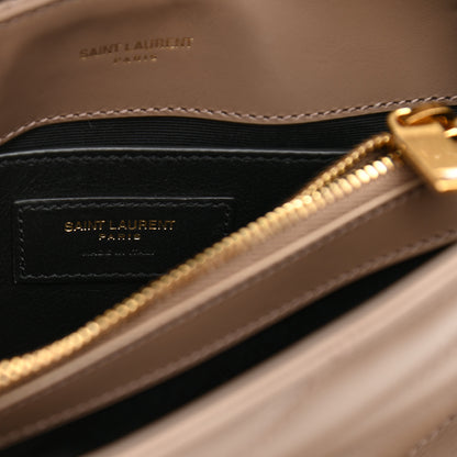 Saint Laurent Calfskin Y Quilted Monogram Small Loulou Chain Satchel Taupe 6 of 7