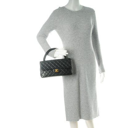 Chanel Lambskin Quilted Medium Rectangular Kelly Flap Bag Black 2 of 9