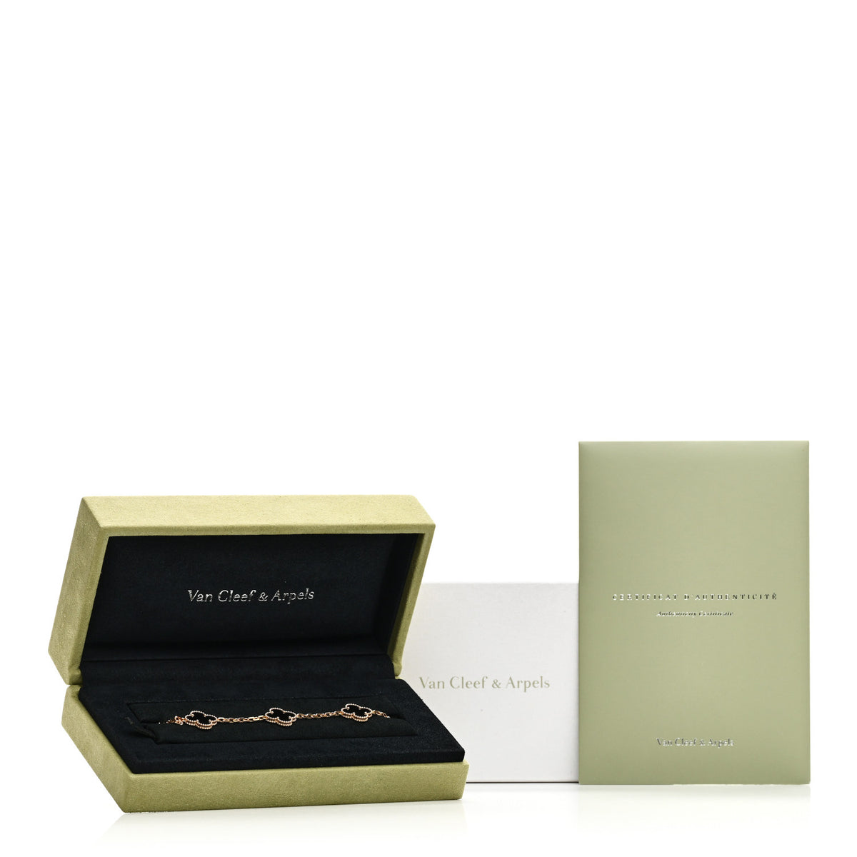 Van Cleef & Arpels 18K Yellow Gold Black Onyx 5 Motifs Vintage Alhambra Bracelet 5 of 5
