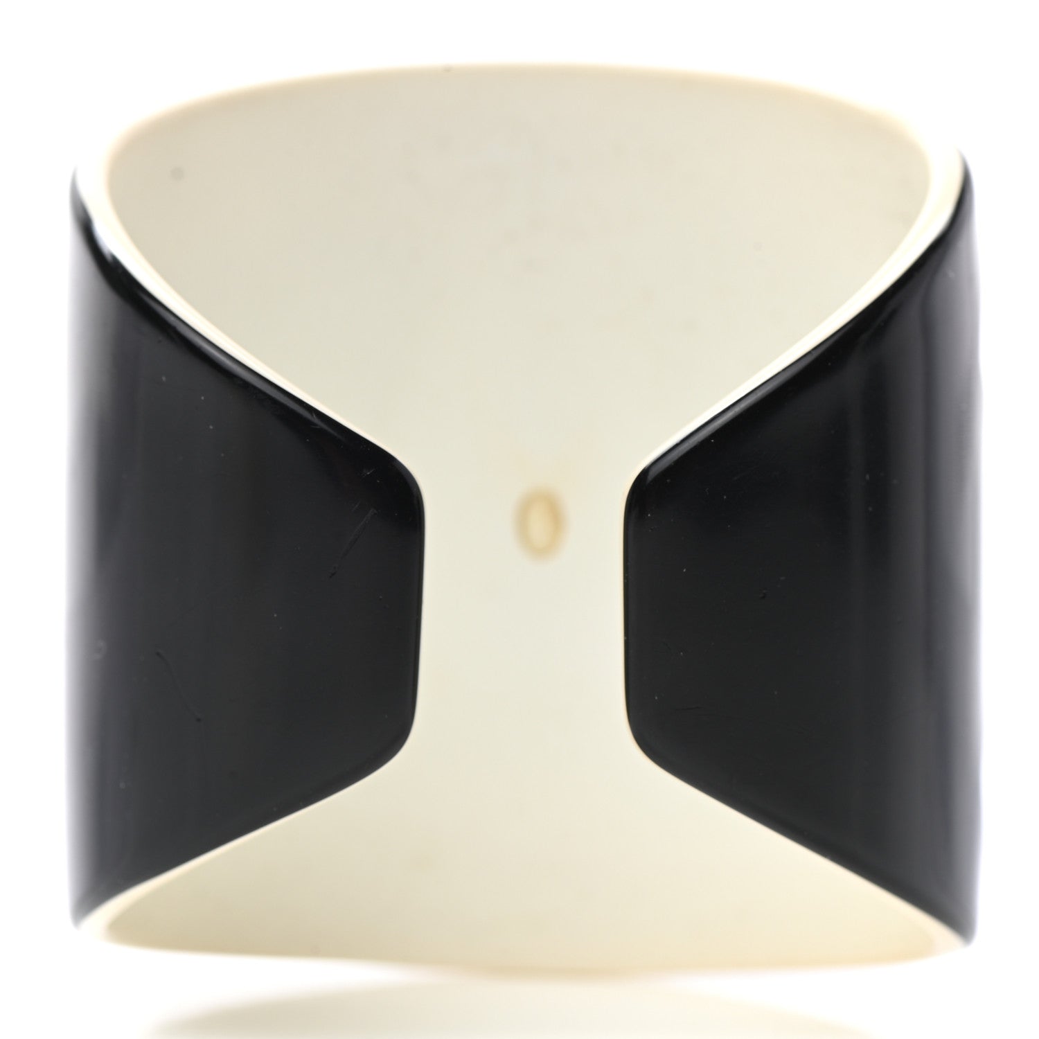 Chanel Resin CC Wide Cuff Black White 3 of 4