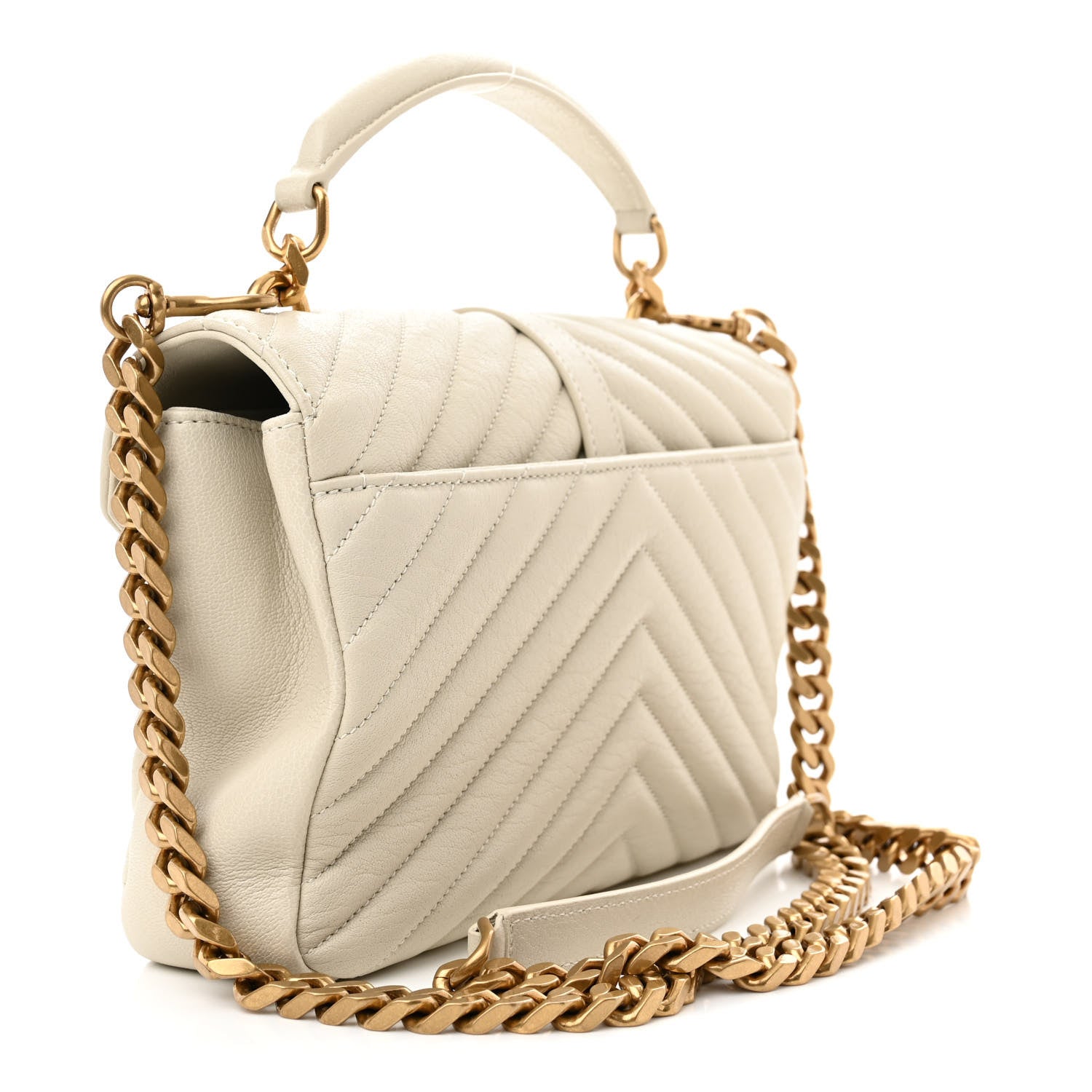Saint Laurent Sheepskin Matelasse Chevron Monogram Medium College Bag Crema Soft 3 of 10