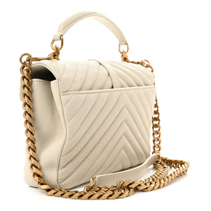 Saint Laurent Sheepskin Matelasse Chevron Monogram Medium College Bag Crema Soft 3 of 10