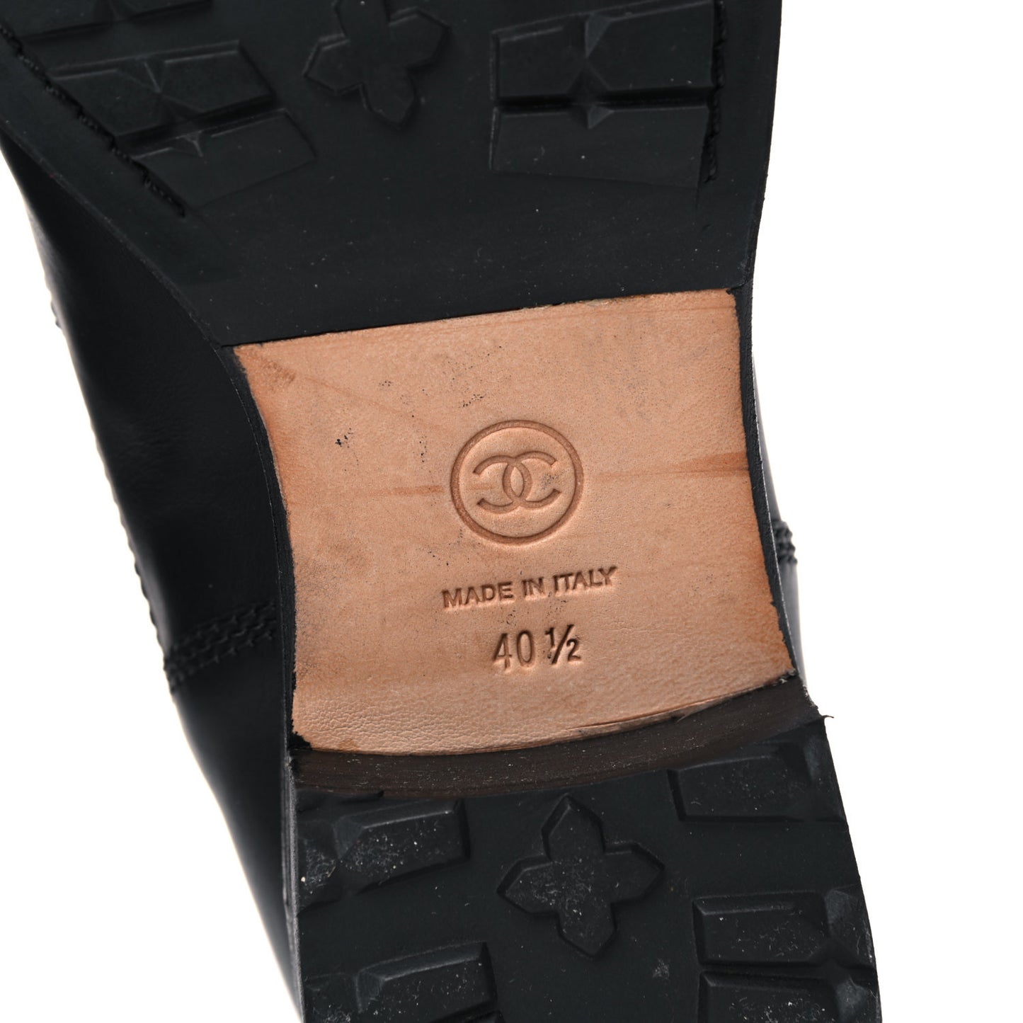 Calfskin Quilted Lace Up Combat Boots 40.5 Black