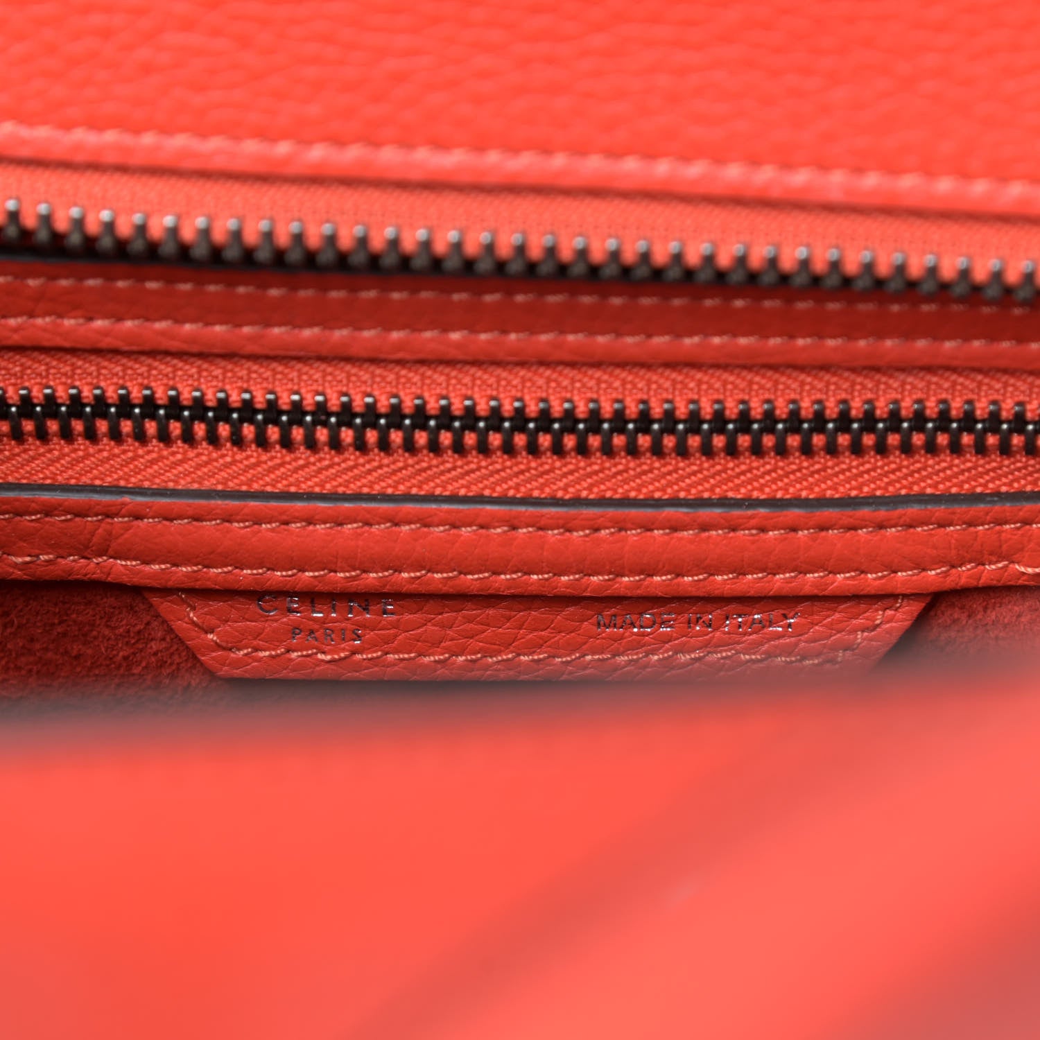 Celine Drummed Calfskin Micro Luggage Vermillion 10 of 14