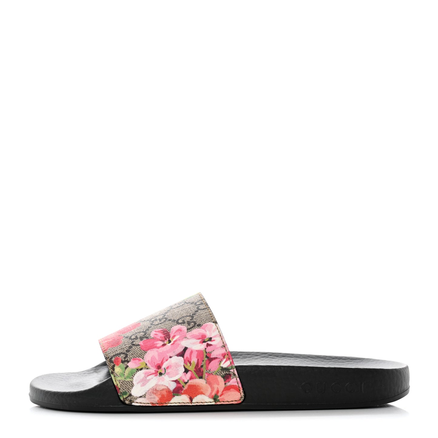 GG Supreme Monogram Blooms Slide Sandals 38 Beige Multicolor