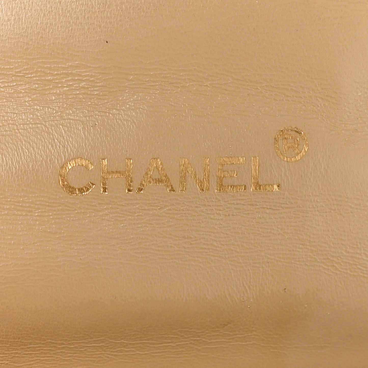 Lambskin Ribbon Stitched Flap Beige