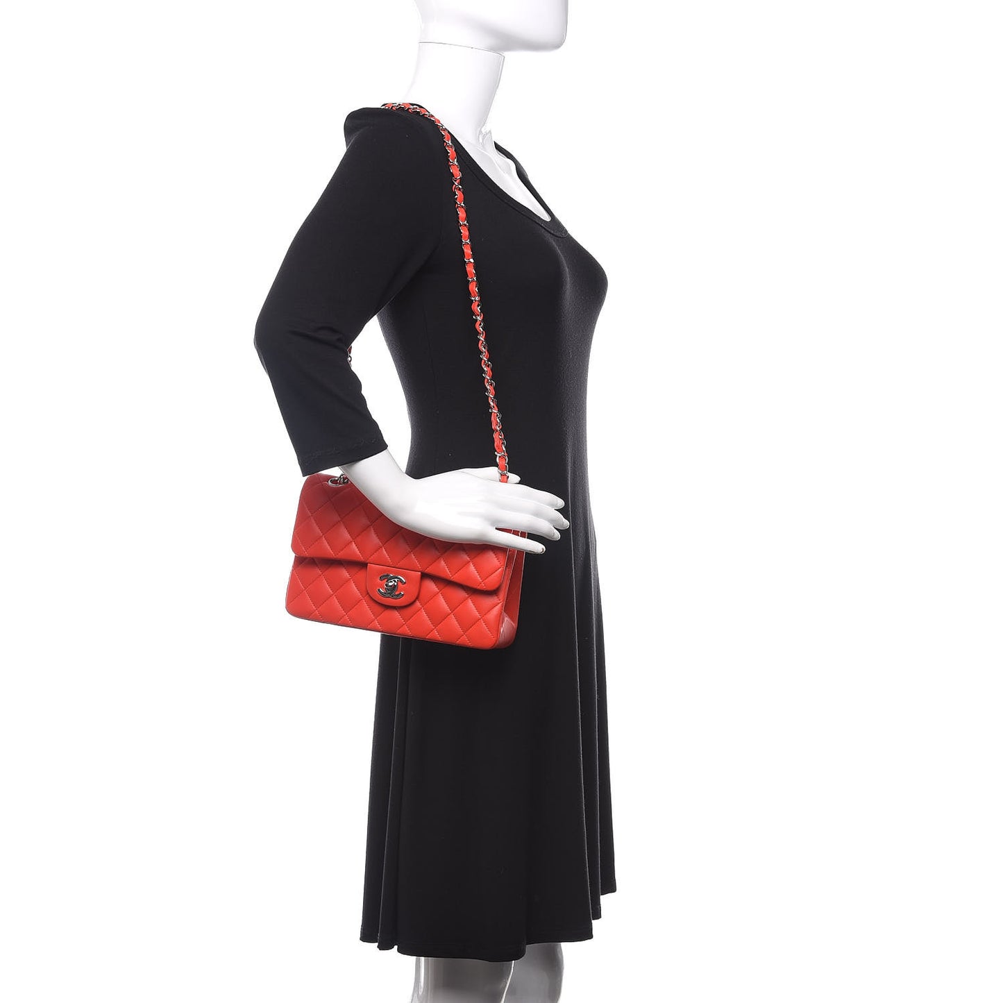 Lambskin Quilted Small Double Flap Red