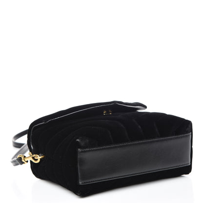 Saint Laurent Velvet Y Quilted Monogram Toy Loulou Chain Satchel French Black 4 of 10