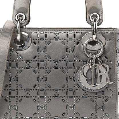 Christian Dior Satin Crystal Cannage Mini Lady Dior Gray 8 of 12