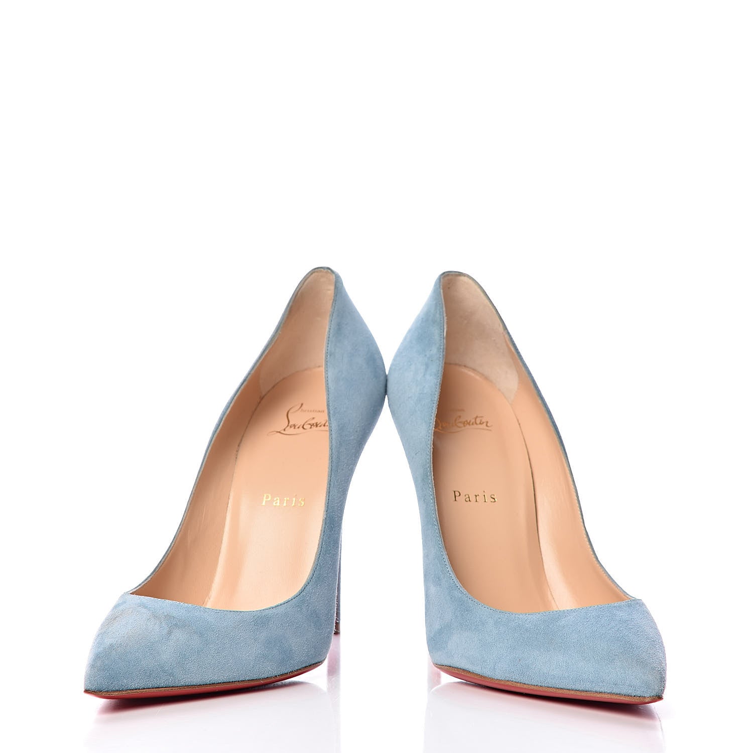 Christian Louboutin Veau Velours Pigalle Follies 100 Pumps 40 Celeste 6 of 19